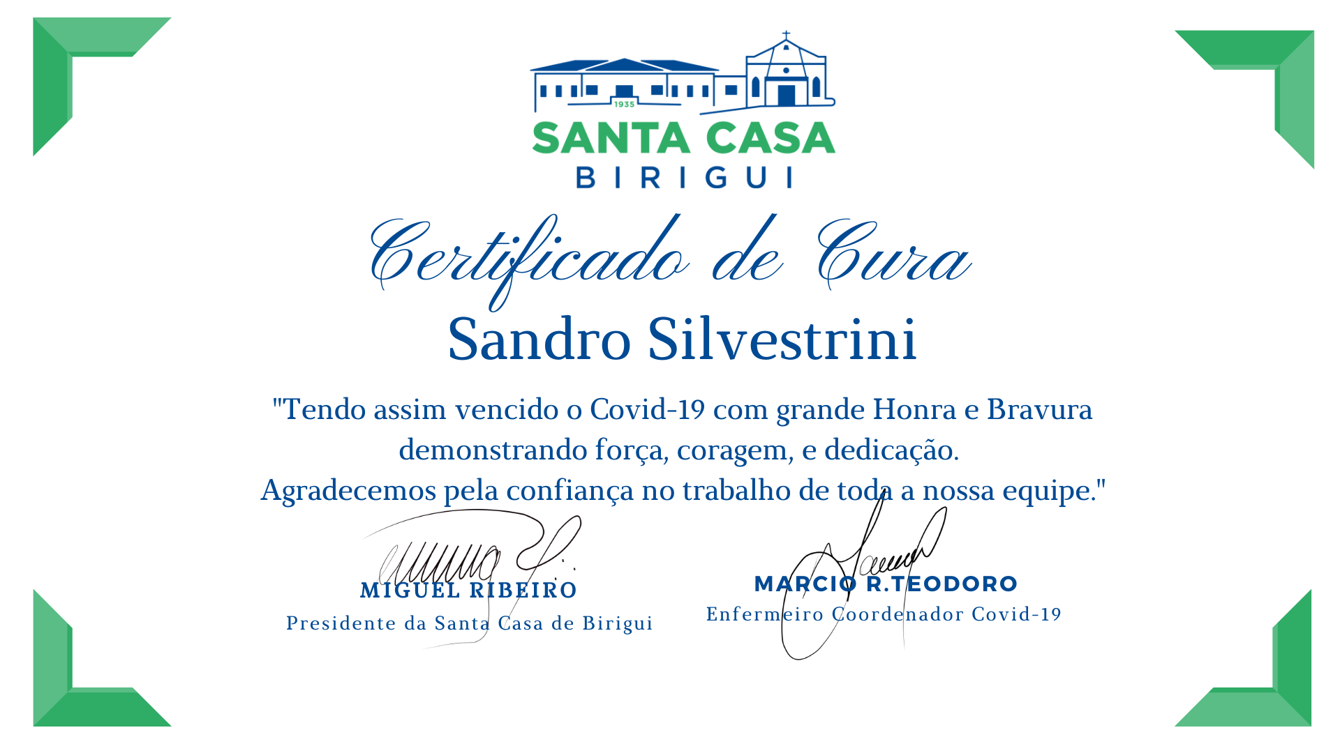 Mais um paciente recebeu alta do Covid-19, na ultima sexta-feira, 11 de junho