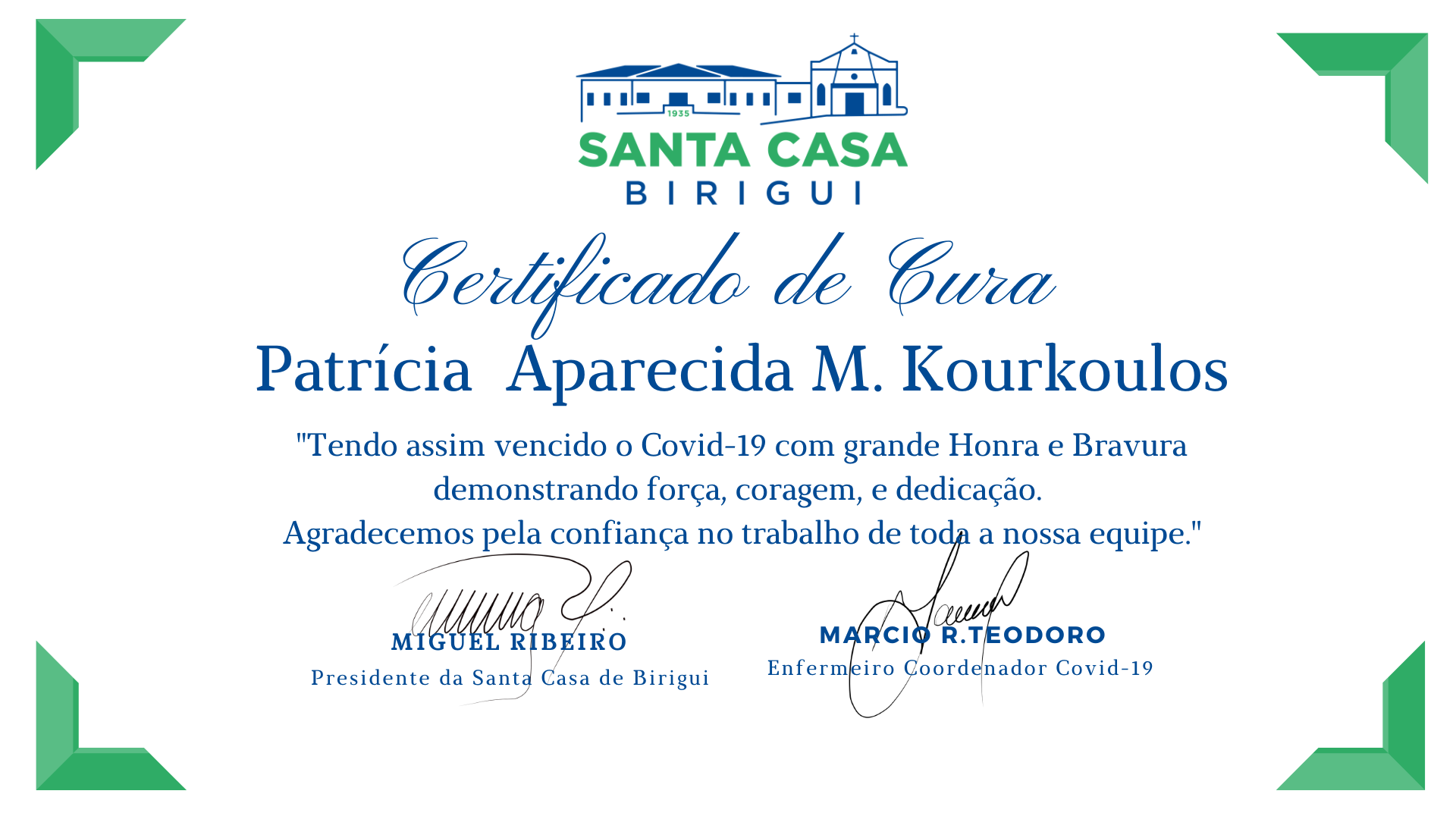 Alta DUPLA: Na ultima quarta-feira 2 pacientes tiveram alta do covid-19