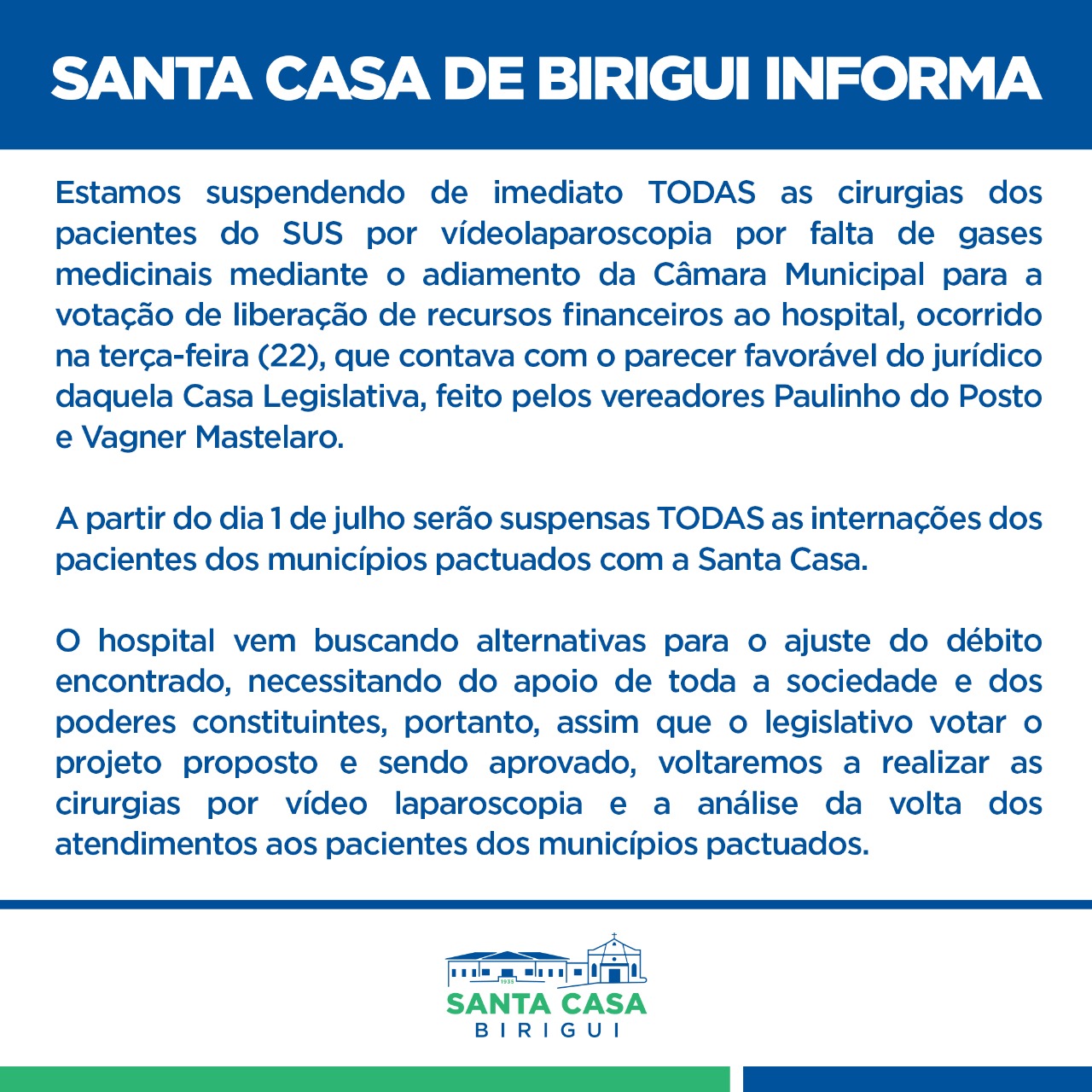 Santa Casa informa!