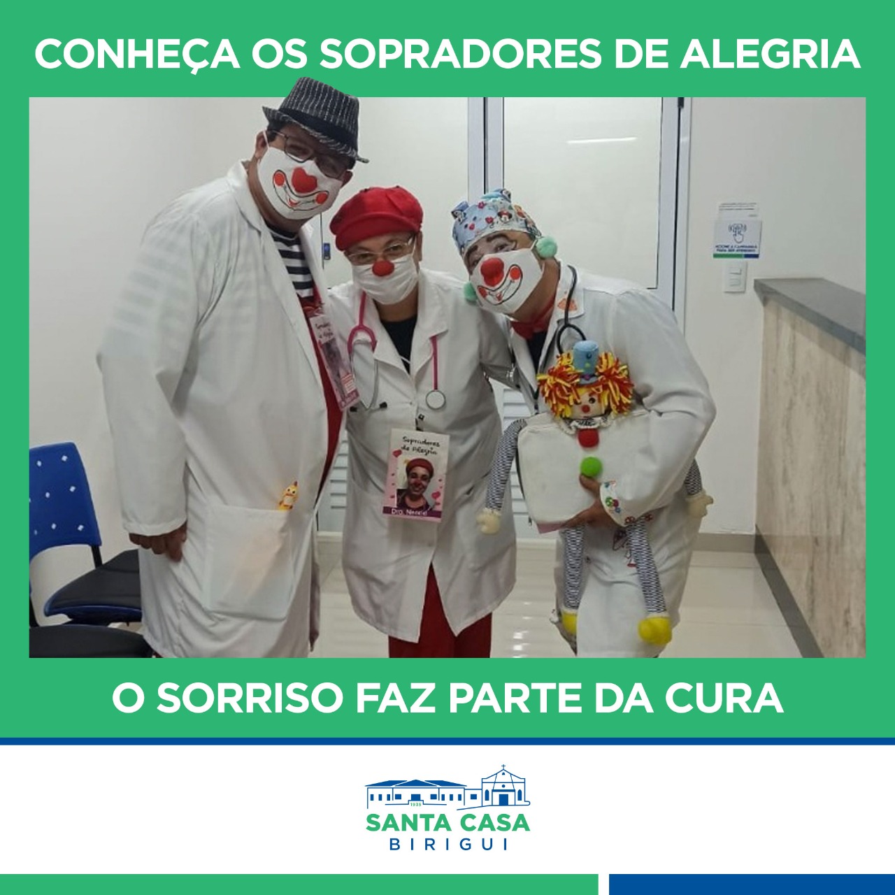 Sopradores de Alegria leva sorrisos para pacientes da Santa Casa
