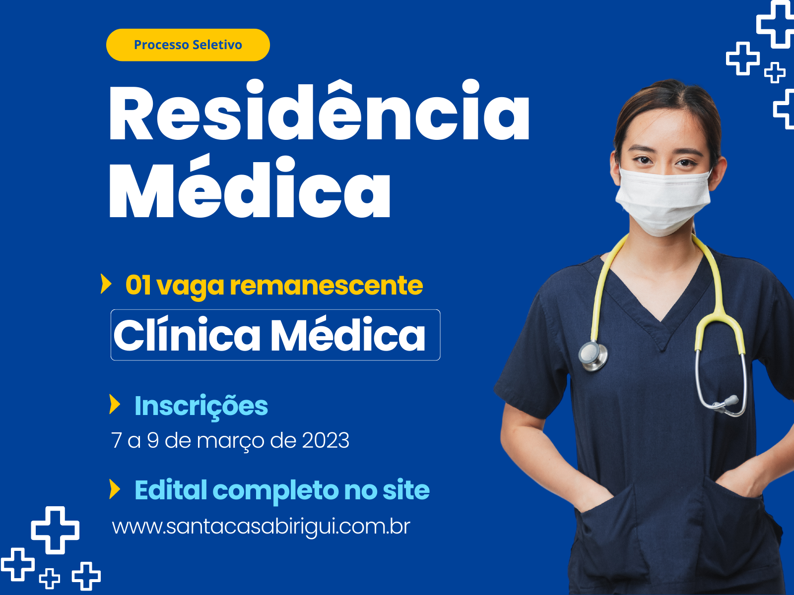 Santa Casa abre inscrição para vaga remanescente na residência médica