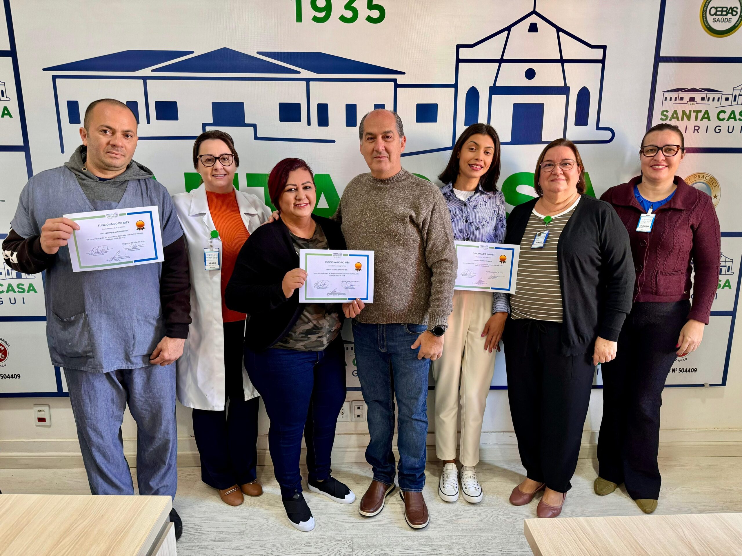 Santa Casa anuncia colaboradores destaques de maio do projeto Funcionário do Mês